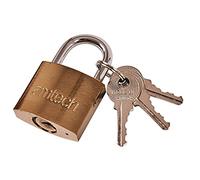 Amtech 32 mm Padlock, Brass-Plated Body with 5 mm Hardened Steel Shackle, Durable Medium-Duty Security for Gates, Lockers and Toolboxes (3 Keys)