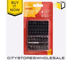 Amtech 33pcs Security Power Bit Set Tamper Proof Screwdriver Drill Bits Kit