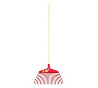 Amtech - 380mm Plastic Leaf Rake with 140cm Pine Handle, Lightweight and Gentle on Lawns, Ideal for Small Gardens and Paths