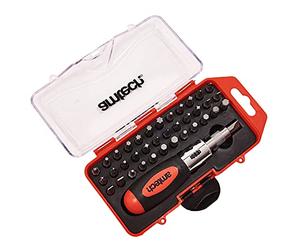 Amtech - 38pc Stubby Ratchet Screwdriver & Bit Set, Compact Multi-Bit Driver for Tight Spaces, for Assembly, Repairs & General DIY Tasks