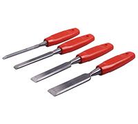 Amtech - 4 Piece Wood Chisel Set, Drop Forged Steel Blades with Plastic Handles and Blade Guards, Ideal for Precision Woodworking