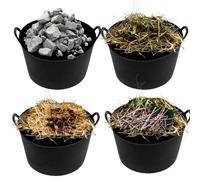 Amtech 42L Black Flexi Tubs 4 Pack Heavy Duty Flexible Garden Rubble Storage Basket