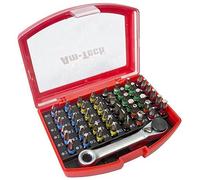Amtech 49pc Colour Coded Screwdriver Bits Set with Mini Ratchet Spanner, Variety Pack, Chrome Vanadium Steel, Torx, Square, Pozi, Phillips, Slotted, Security Hex, Hex Fasteners