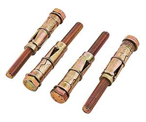 Amtech 4pc M10 x 100 mm Expansion Bolts, Heavy-Duty Zinc Passivated Steel, for Secure Fixing of Ladders, Barriers and Heavy Fixtures.