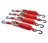Amtech - 4pc Ratchet Tie Down Strap Set, 25mm x 4.5m Webbing with Heavy-Duty S-Hooks & Quick-Release Ratchets, 135daN Lashing for Trailer, Roof Rack & Load Securing Tasks