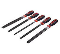 Amtech - 5 Piece Engineers File Set, 200mm Blades with Rubber Handles and Hanging Holes, for Metal Wood and Plastic Work