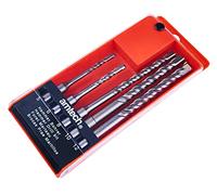 Amtech 5 Piece SDS Drill Bit Set, 5 12 mm Hardened Steel Bits with Plastic Case, Ideal for Concrete, Brick and Masonry Drilling