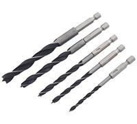 Am-Tech Wood Drill Bit Set F1735 – 5-Piece 4–10mm, 1/4-Inch Hex Shank