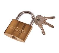 Amtech 50 mm Padlock, Brass-Plated Body with 6 mm Hardened Steel Shackle, Corrosion-Resistant Security for Gates, Lockers and Toolboxes (3 Keys)