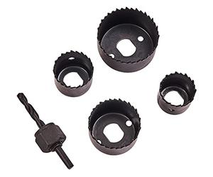 Amtech 5pc Hole Saw Set, 32 54 mm Hardened Carbon Steel with Mandrel, For Wood, Plastic, Aluminium and Thin Mild Steel
