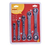 Amtech 5PC Offset Flat Ring Ratchet Spanner Set 6-21mm - Reversible Professional