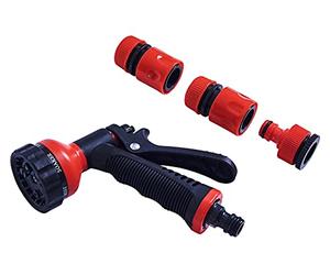 Amtech 5pc Spray Gun Set, 6 Spray Patterns with Tap Adaptors and Hose Connectors, for Watering Plants and Cleaning Tasks.