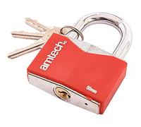 Amtech 60mm Rhombic Chrome Plated Iron Padlock, 10mm Hardened Steel Shackle with 3 Keys, for Securing Gates, Storage Units and Workshops.