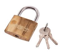 Amtech 63 mm Padlock, Brass-Plated Body with 8 mm Hardened Steel Shackle, Weather-Resistant Design for Gates, Sheds and Outdoor Security (3 Keys)