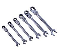 Amtech 6pc Flexible Gear Spanner Set, Chrome Vanadium Steel with 180° Pivoting Head and 72-Tooth Ratchet for Tight Spaces, Includes 8 17mm Sizes