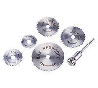 Amtech - 6pc HSS Saw Discs Set, 22-44 mm with 3.2 mm Mandrel, For Wood, Plastic, Copper and Aluminium Cutting (20,000 RPM Max)
