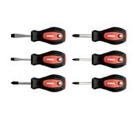 Amtech : 6pc Stubby Screwdriver Set, Slotted, Phillips & Pozidriv Tips with Soft-Grip Handles for Tight Spaces and Everyday Household Repairs