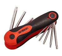 Amtech 8pc Folding Torx Key Set (T9 T40), Chrome Vanadium Steel with Satin Finish & Soft-Grip Handle for Automotive, Furniture & DIY Projects