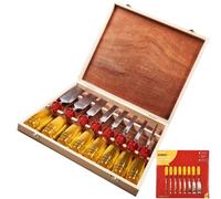 Amtech - 8pc Split-Proof Wood Chisel Set in Wooden Box, Hardened Bevel-Edge Blades, Impact-Resistant Handles, Blade Guards Included, for Joinery, Furniture & Trim Finishing
