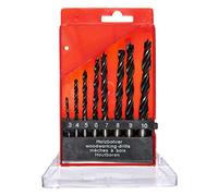 Amtech - 8pc wood drill bit set, brad-point carbon steel, smooth clean holes, compatible with corded/cordless drills, home and trade use, 3 10mm