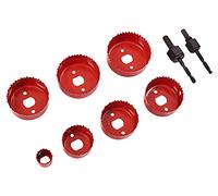 Amtech 9pc Heavy-Duty Hole Saw Set, Hardened Carbon Steel Blades 22 67mm with Arbor for Plasterboard, Wood, Plastic and Thin Sheet Metal Projects.