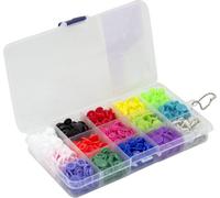 Amtech B3735 150Pcs Snap Fastener Kit, 15 Colours, For Sewing, Clothing, Crafting, Etc, Durable, Plastic Press Studs, Fasteners