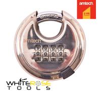 Amtech Combination Padlock 4 Digit Disc Security Hardened Lock T1146 70mm