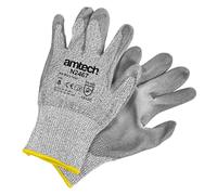 Amtech - Cut Resistant Level 5 Gloves for Home DIY and Gardening, PU Coated Palms to Protect Hands, Comfortable and Secure Fit with Elasticated Wrist (M, Size: 8)