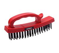 Amtech Easy Grip 4-Row Wire Brush, Ergonomic Poly Handle with Hardened Steel Bristles, Ideal for Heavy-Duty Cleaning