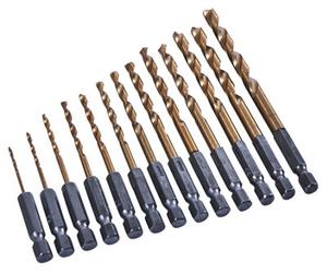 Amtech F1120 13 Piece 6.25mm (1/4") Titanium Coated High Speed Steel (Hss) Drill Bit Set