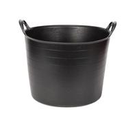 Amtech - Flexi Tub for Carrying Water, Soil, Bricks, Super Strong Reinforced Handles, Home DIY, Eco Friendly, Durable and Long Lasting, Heavy Duty, Cold Resistant (Black) (42L)