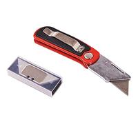 Amtech Folding Lock-Back Utility Knife, Cushion Grip Handle with Quick-Change Blade, for DIY, Packaging and Crafts.