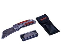 Amtech Folding Lock-Back Utility Knife, Wooden Grip with 5 Spare Blades, for Craft, DIY and Everyday Cutting.