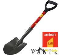 Amtech Garden Shovel Spade Snow Sand 28" Round Mouth Fibreglass Handle