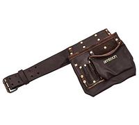 Amtech Heavy Duty Multi-Pocket Tool & Nail Pouch, Oil-Tanned Leather with 6 Pockets and Hammer Loop for DIY, Carpentry and Construction Tasks.