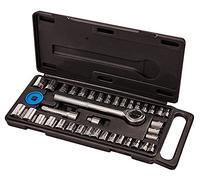 Am-Tech Socket Set I0100 – 40-Piece Chrome-Plated Carbon Steel, 1/4" & 3/8" with Storage Case