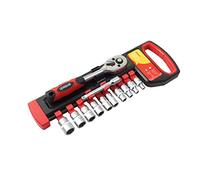 Amtech I0351 Socket Set ¼”, 12pc Chrome Vanadium Steel Metric Wrench Kit, 45 Tooth Ratchet Pack with Quick Release
