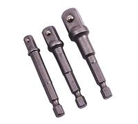 Amtech I5700 Socket Driver Set, Hex Extension Adapter, 3 Piece 1/4", 3/8" and 1/2", for Impact Driver