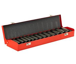 Amtech I7005 10 Piece 1/2 Inch Drive Deep Impact Socket Set, Metric 11mm - 24mm, Square Drive, CR-V, Metal Storage Case