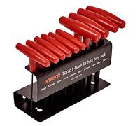 Amtech I9070 T-Handle Hex Key Set, Sizes 2, 2.5, 3, 4, 4.5, 5, 5.5, 6, 8 and 10mm, 10pcs Corrosion Resistance Carbon Steel Hex Keys