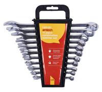 Am-Tech Combination Spanner Set K0425 – 11pc chrome-plated, corrosion-resistant 6–19mm with rack