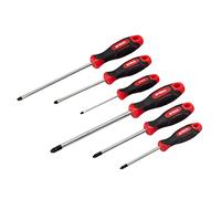 Amtech L0665 General Purpose Screwdriver Set, 6Pcs, 3 Pozi & 3 Slotted, Non-Slip Handles, Durable Carbon Steel Shafts