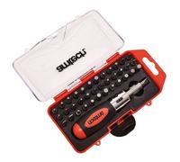Amtech - 38pc Stubby Ratchet Screwdriver & Bit Set, Compact Multi-Bit Driver for Tight Spaces, for Assembly, Repairs & General DIY Tasks