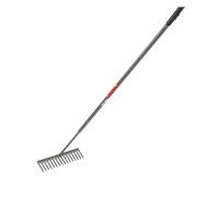 Amtech - Landscaping Rake, Heavy Duty Metal Rake for Asphalt, 16 Square Teeth for Precise Raking, Levelling, Spreading and More, Durable All-Steel Body, Hammertone Grey