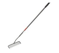 Amtech - Landscaping Rake, Heavy Duty Metal Rake for Tarmac, 16 Round Teeth for Precise Raking, Spreading, and More, Durable All-Steel Body, Hammertone Grey