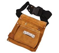 Amtech - Leather Tool Belt, 6-Pocket Heavy-Duty Genuine Leather Waist Tool Pouch with Hammer Loop & Adjustable Web Belt, Ideal for Carpentry, Electrical & DIY Tasks