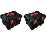 Amtech - Lockable Storage Case for Storing and Transporting Tools, Accessories, and More, Durable and Long Lasting, Home DIY, Easy to Use, Includes Internal Trays, 22L Capacity (42cm) (Pack of 2)