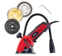 Amtech - Mini Circular Saw for Wood, Metals, Tiles, and More, Home DIY, Handheld with Ergonomic Grip, Electric, 2.4m Cable, Includes 3 x 85mm Blades (230V, 600W)