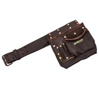 Amtech Heavy Duty Multi-Pocket Tool & Nail Pouch, Oil-Tanned Leather with 6 Pockets and Hammer Loop for DIY, Carpentry and Construction Tasks.