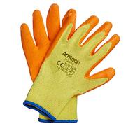 Amtech N2350 Rubber Palm Coated Builders Gloves XL (Size 10), Certified Quality for Heavy Duty Tasks, Yellow/Orange